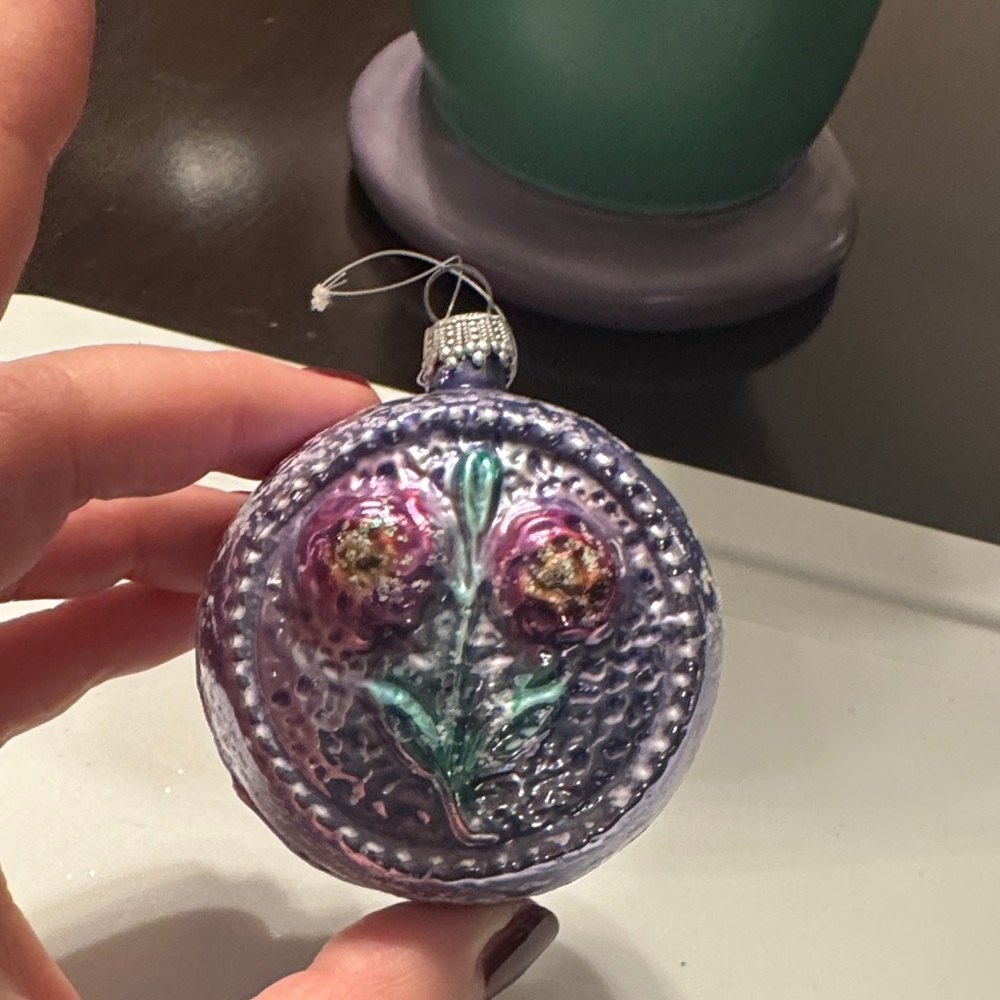 Purple Floral Holiday Ornament